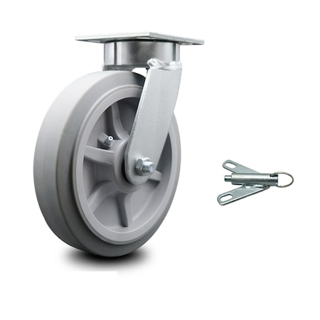 Service Caster 8 Inch Kingpinless Thermoplastic Rubber Wheel Swivel Caster with Swivel Lock SCC SCC-KP30S820-TPRRF-BSL